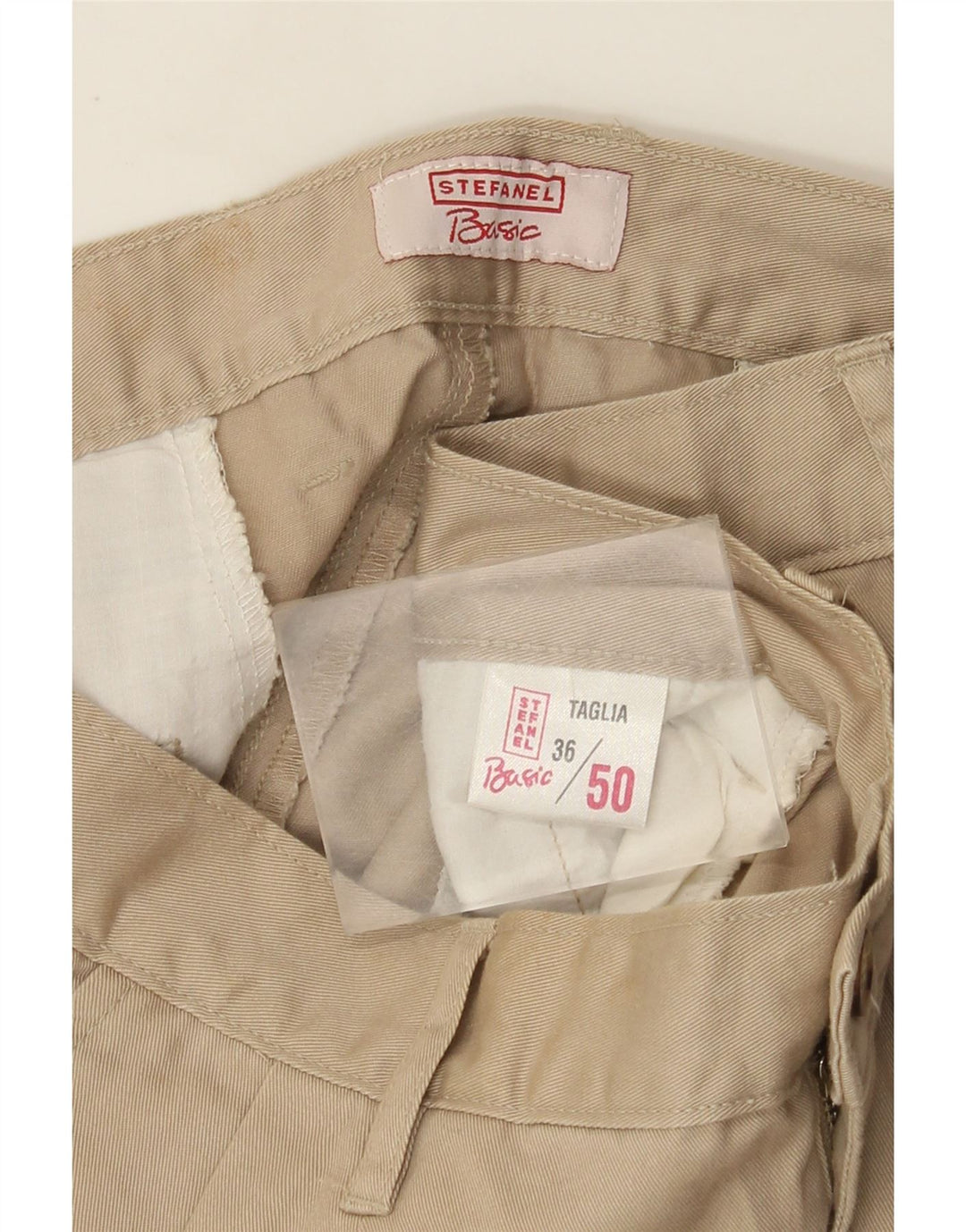 Męskie spodnie Chino Stefanel IT 50 Large W36 L33 Beżowa bawełna