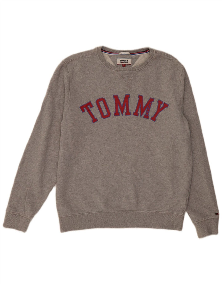 Damska bluza z grafiką Tommy Hilfiger UK 14, średnia, szara, nakrapiana