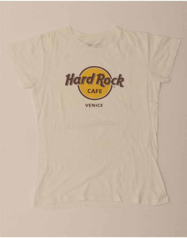Damska koszulka z grafiką Hard Rock Cafe Venice Graphic Top UK 12 Średnia biała bawełna