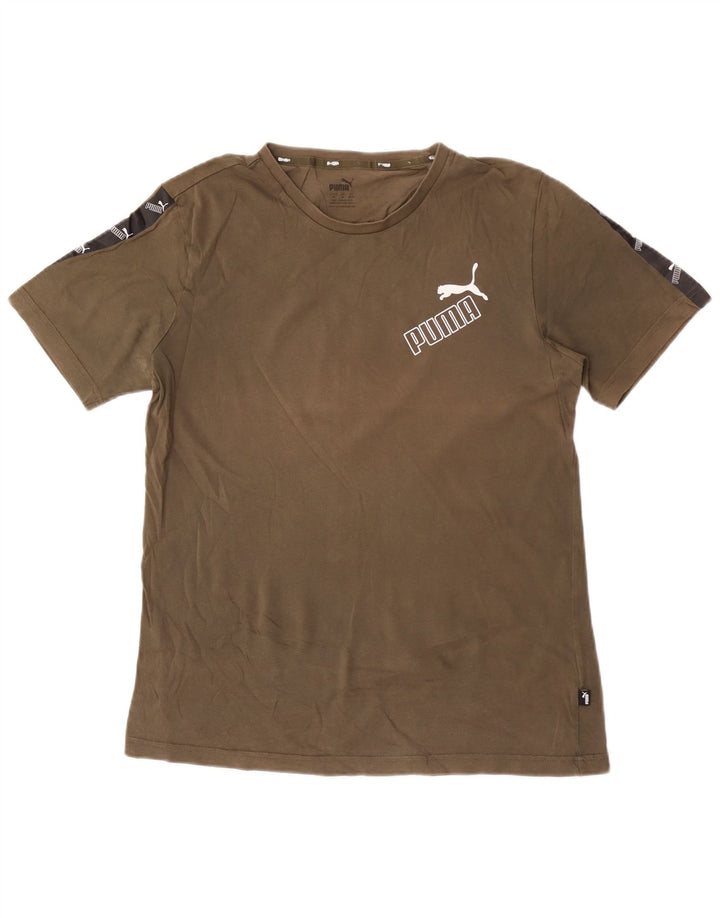 Męski T-shirt z grafiką Puma, średni khaki