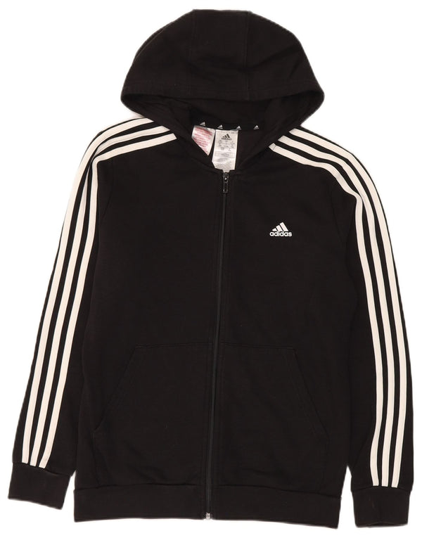 Chłopięcy sweter Adidas z zamkiem błyskawicznym, 13-14 lat, czarna bawełna z blokami kolorów
