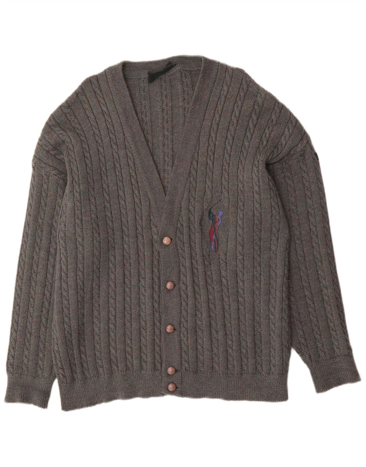 Vintage męski sweter rozpinany XL szary