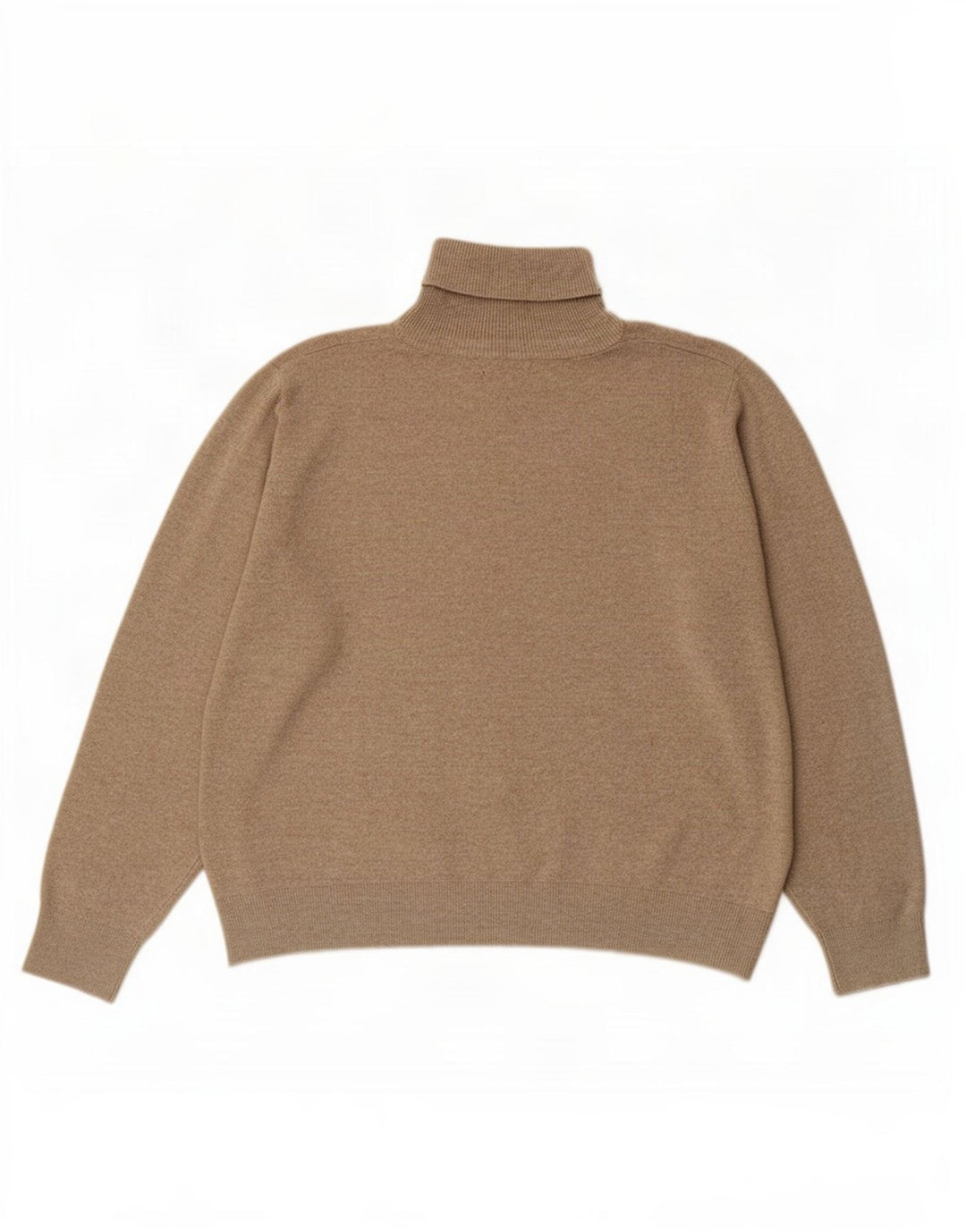 Marks & Spencer Męski sweter z golfem, duży, brązowy, nakrapiany poliester