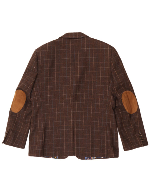 Męska marynarka Harvey & Jones o regularnym kroju UK 46 3XL w brązową kratkę