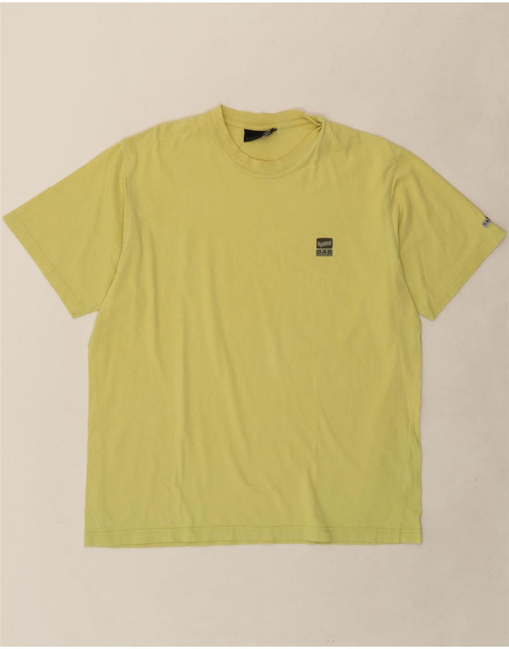 GAS Mens T-Shirt Top XL Yellow Cotton Vintage Gas and Second-Hand Gas from Messina Hembry 