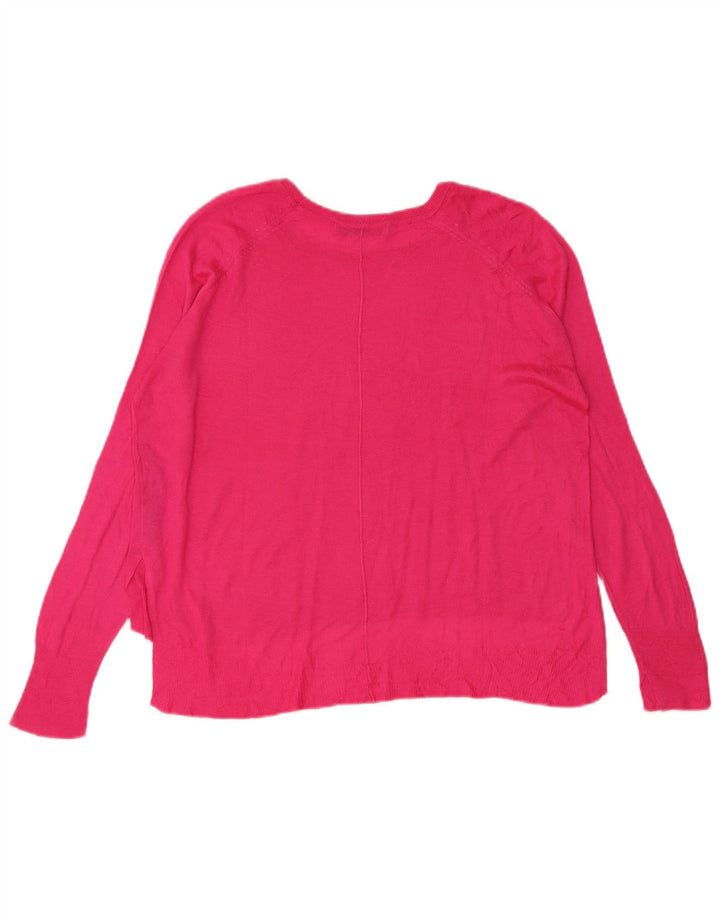 Damski sweter oversize z dekoltem w łódkę Zara UK 14 Średni różowy wiskoza