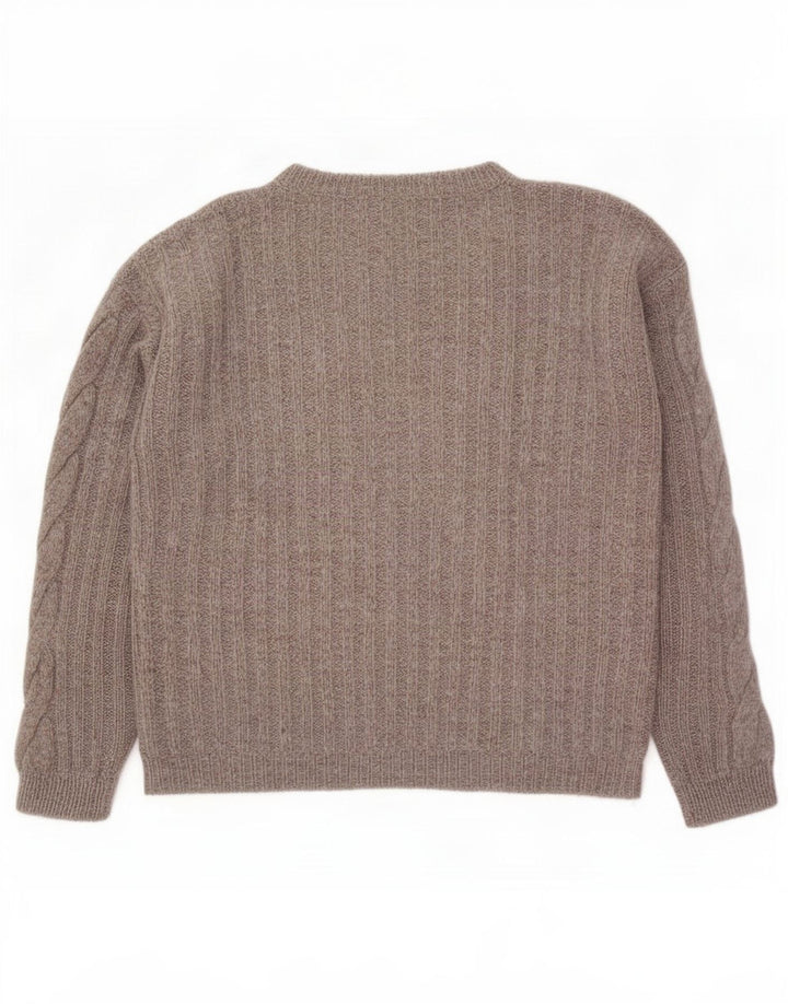 Sweter damski w stylu vintage z okrągłym dekoltem UK 14, średni szary
