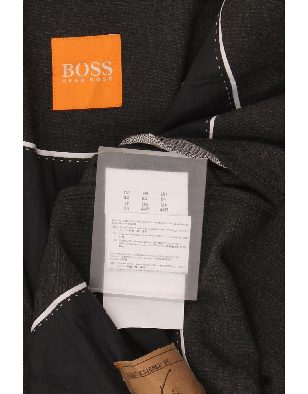 Męska marynarka zapinana na 2 guziki Hugo Boss EU 54 2XL Szary poliester