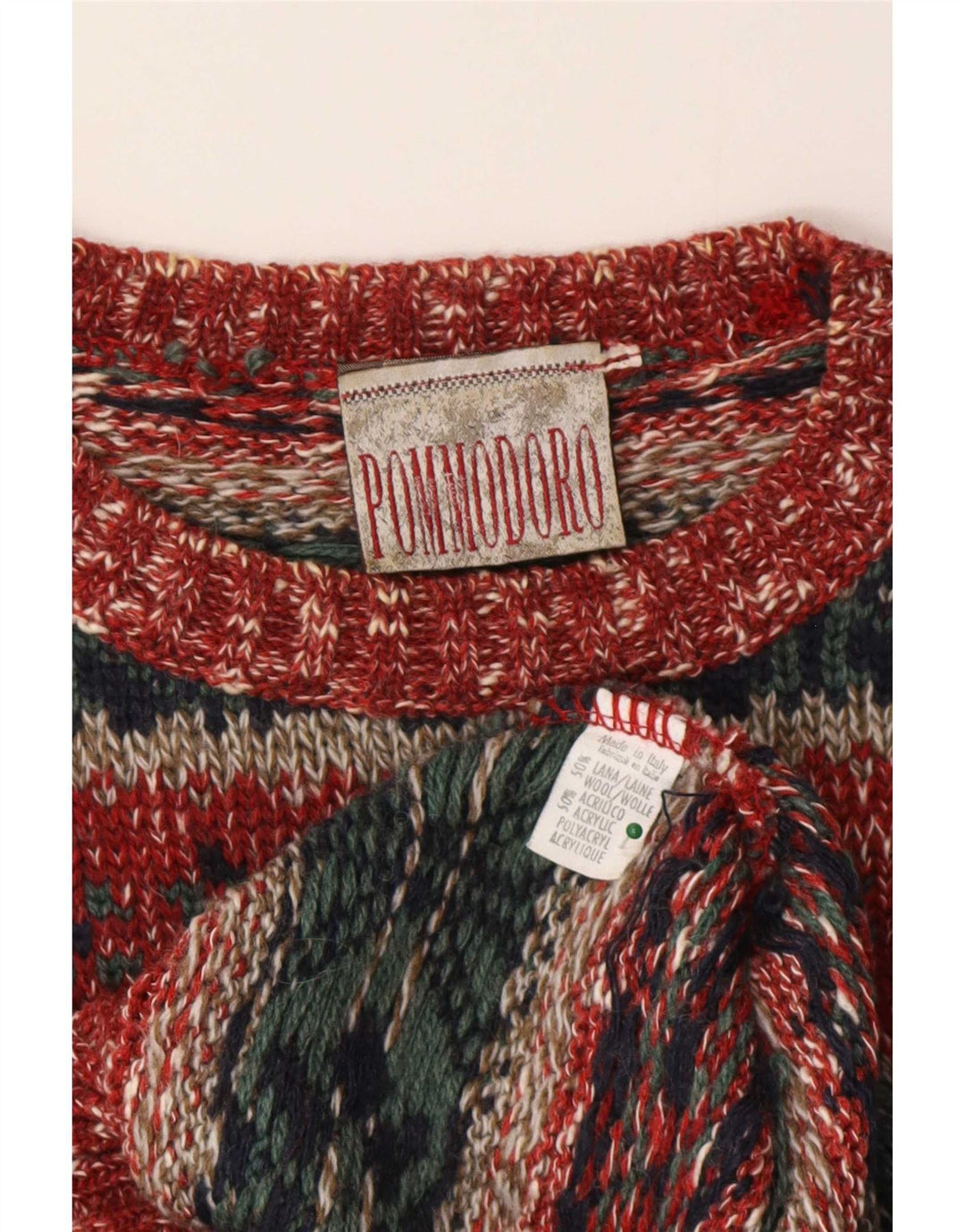Sweter męski w stylu vintage z okrągłym dekoltem, średnio wielobarwny, z wełny Fair Isle
