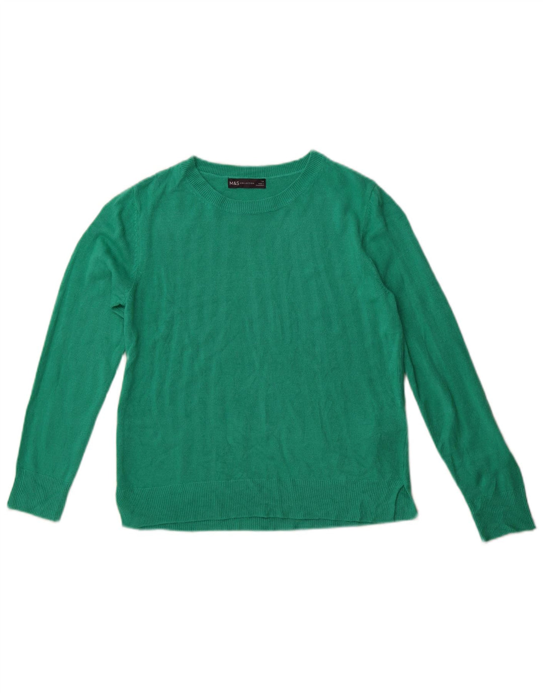 Marks & Spencer Damski sweter z okrągłym dekoltem, UK 14, średni zielony