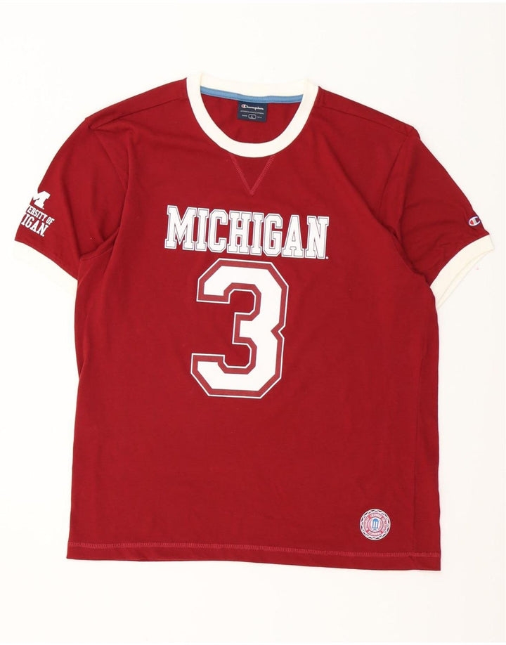 Męski T-shirt z grafiką CHAMPION Michigan, duży, bordowy