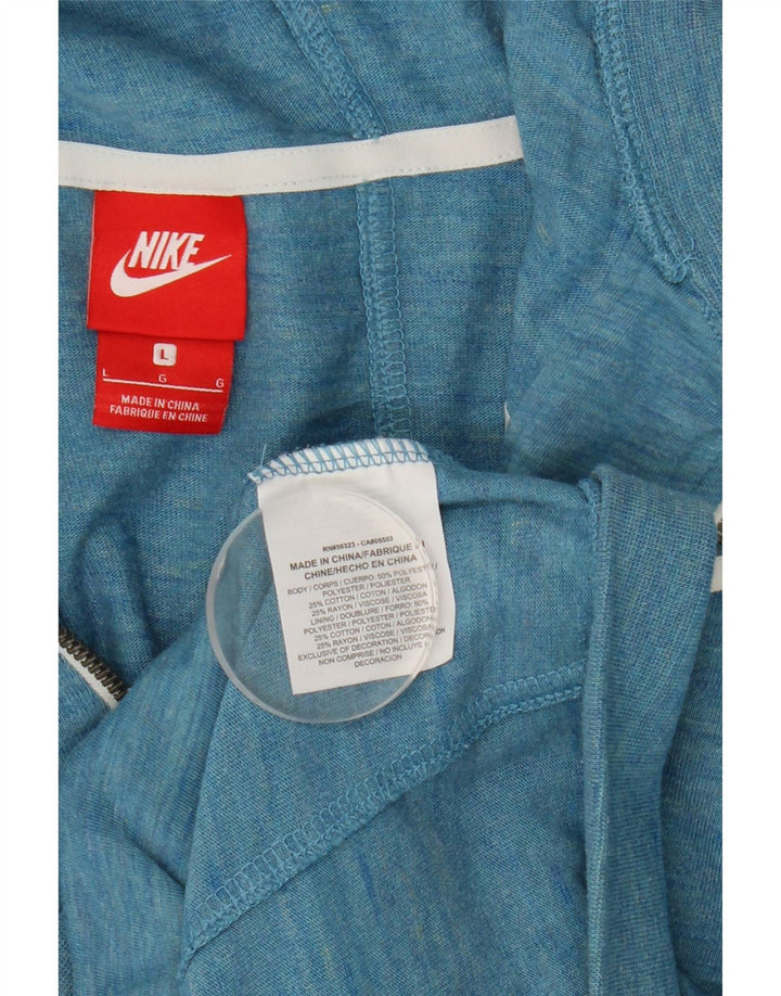 Damski sweter z kapturem i zamkiem błyskawicznym Nike UK 14, duży, niebieski, nakrapiany poliester