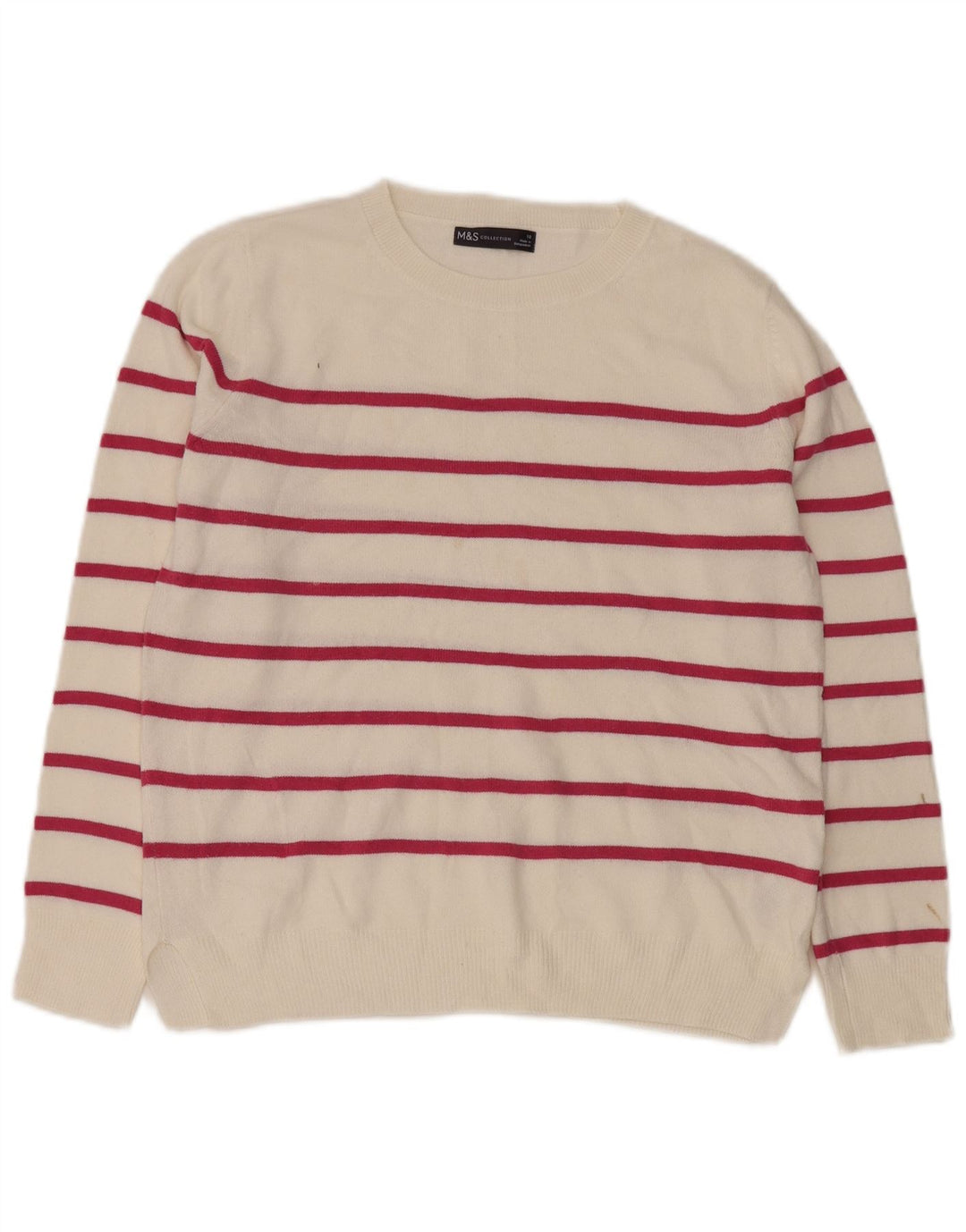 Marks & Spencer Damski sweter z okrągłym dekoltem UK 10 w małe białe paski