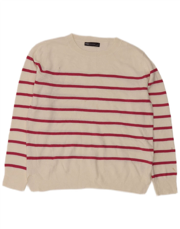 Marks & Spencer Damski sweter z okrągłym dekoltem UK 10 w małe białe paski