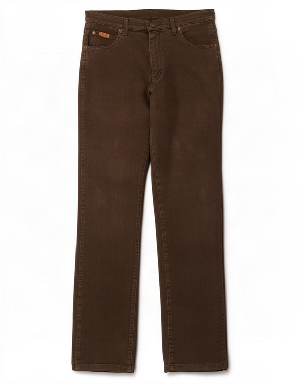 Męskie jeansy Wrangler Texas Stretch Straight W33 L36 Brązowa bawełna