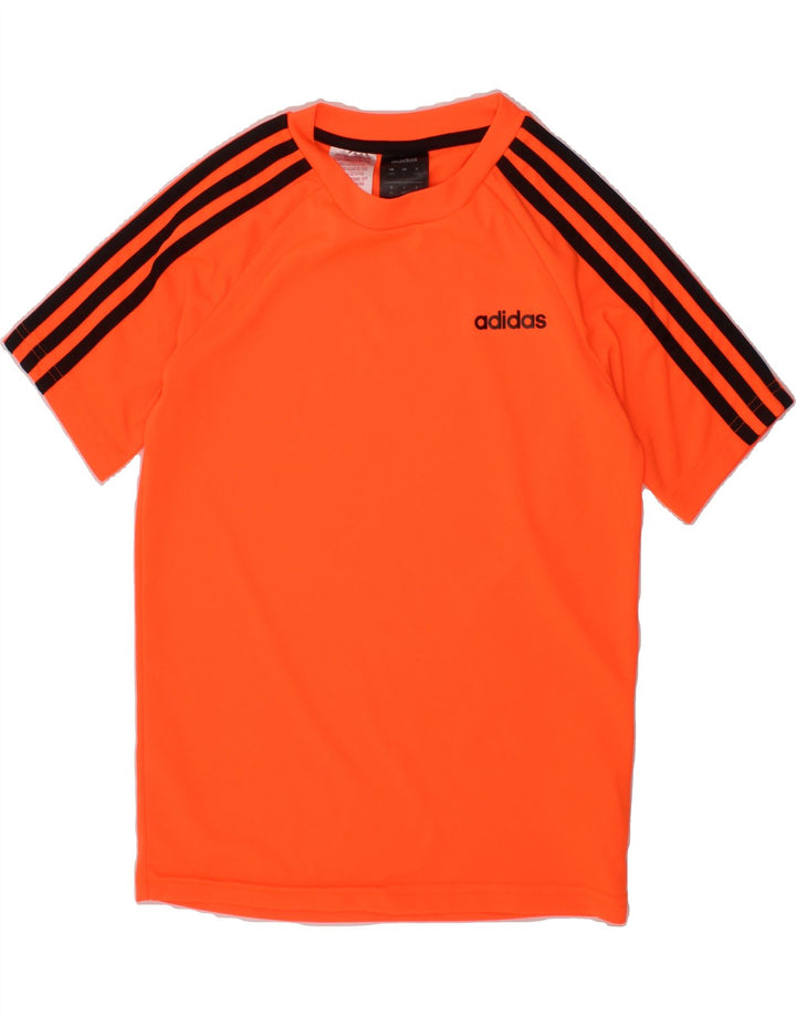 ADIDAS Boys T-Shirt Top 9-10 Years Orange Polyester Vintage Adidas and Second-Hand Adidas from Messina Hembry 
