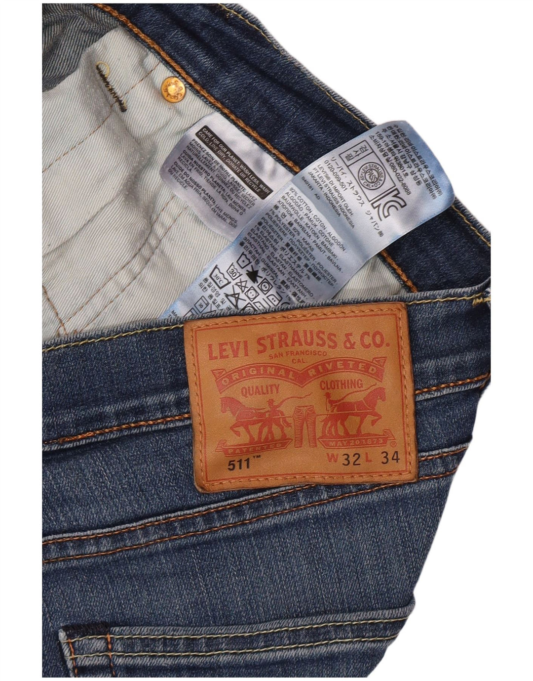 LEVI'S Mens 511 Denim Shorts W32 Medium Blue Cotton