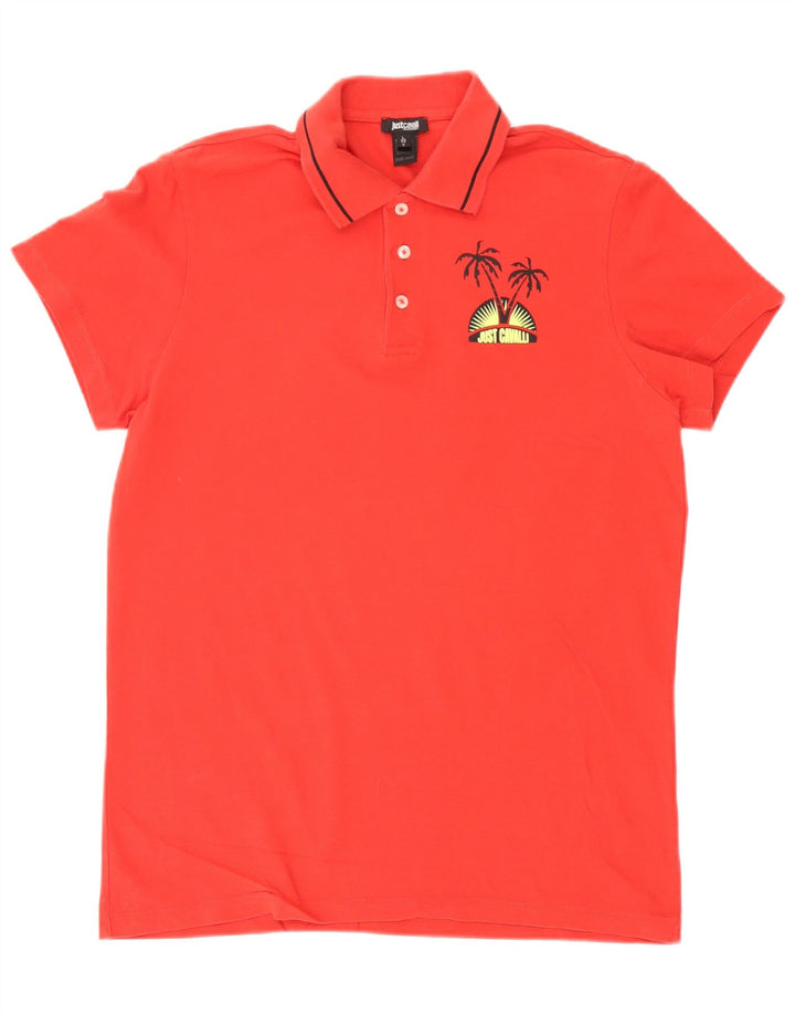 Męska koszulka polo Just Cavalli, duża, czerwona, bawełniana