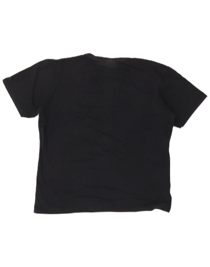 Męska koszulka z grafiką TRUSSARDI JEANS, średnia, czarna bawełna