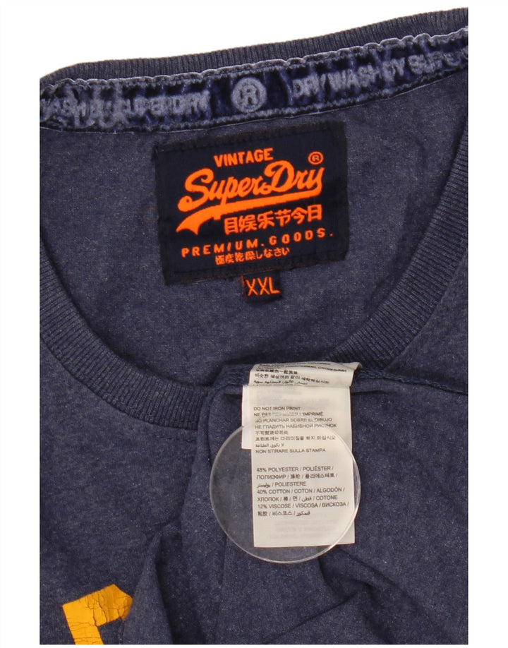 Męski T-shirt z grafiką Superdry, 2XL, granatowy, poliester
