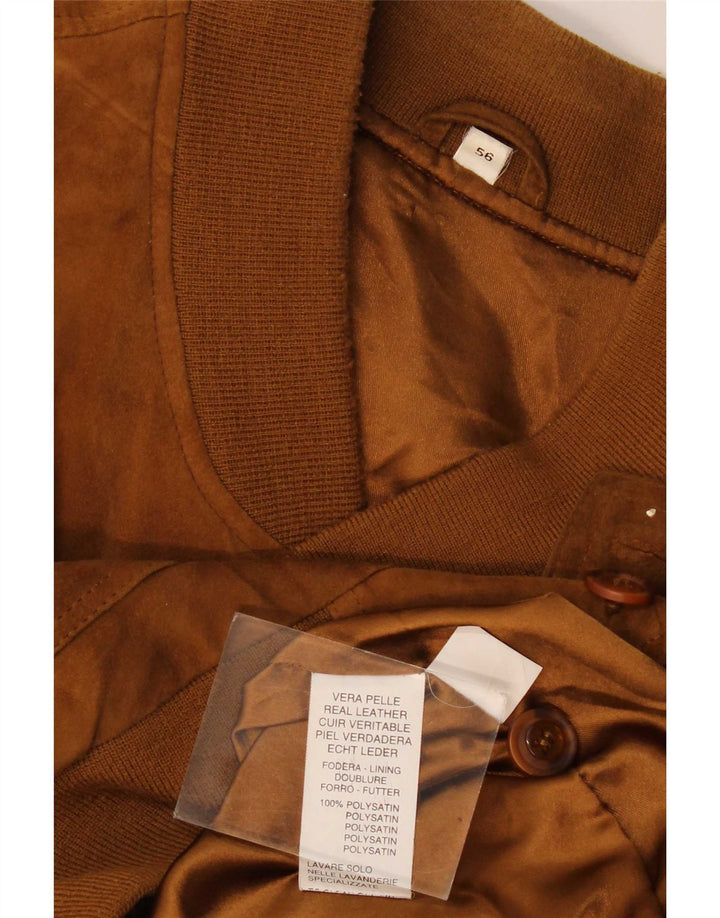 Vintage męska zamszowa kurtka bomber IT 56 3XL brązowa skóra