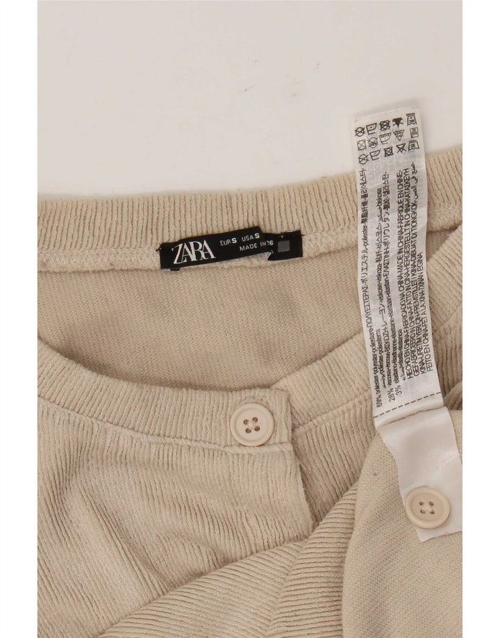 Sweter damski Zara Crop Cardigan UK 10 Small Beżowy poliester