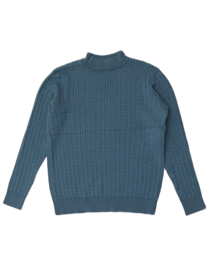 Damski sweter z golfem Castle UK 12 Średni niebieski Wełna Merino