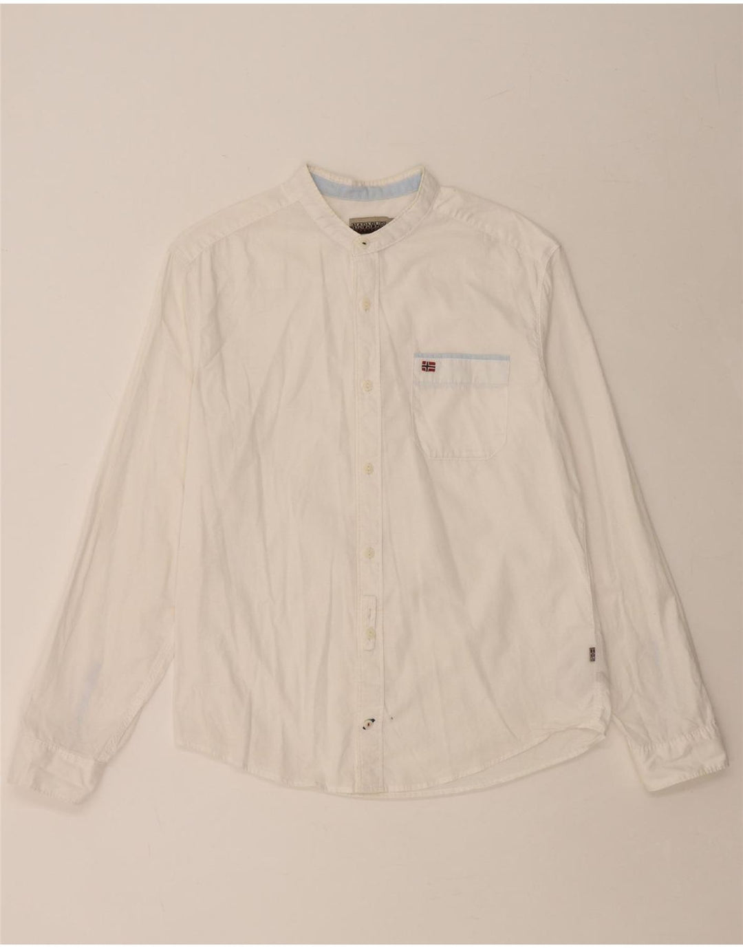 Męska koszula o regularnym kroju NAPAPIJRI Geographic, średnia, biała, bawełniana