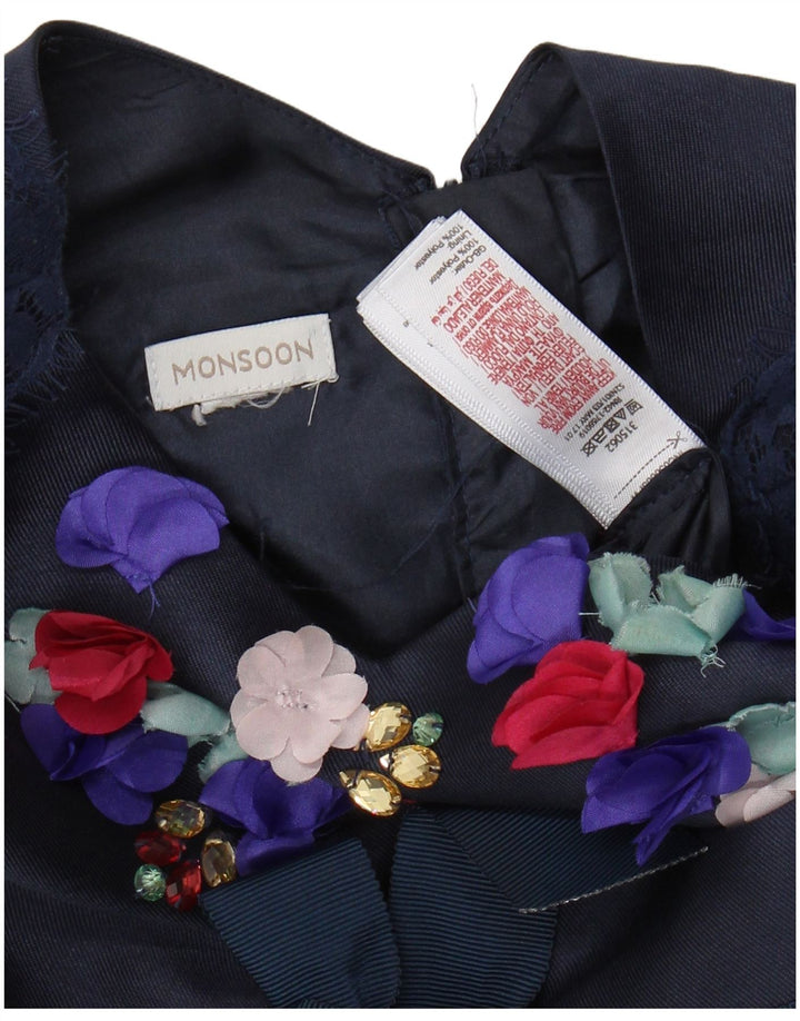 Sukienka dla dziewczynki MONSOON o linii A 9-10 lat, granatowa, z poliestru w kwiaty