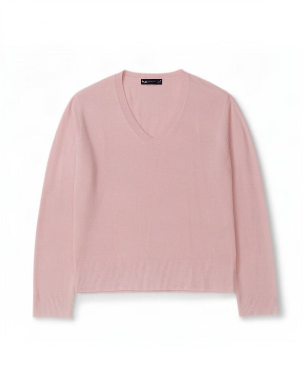 Marks & Spencer Damski sweter z dekoltem w kształcie litery V, UK 14, duży, różowy, akrylowy