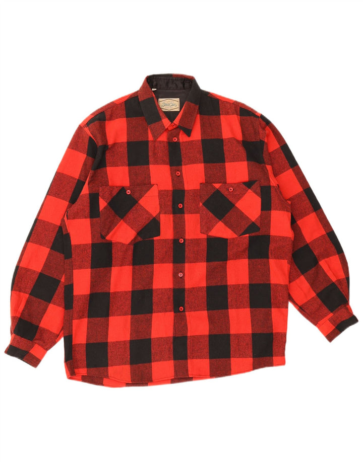 Vintage męska koszula flanelowa w średnią czerwoną kratkę