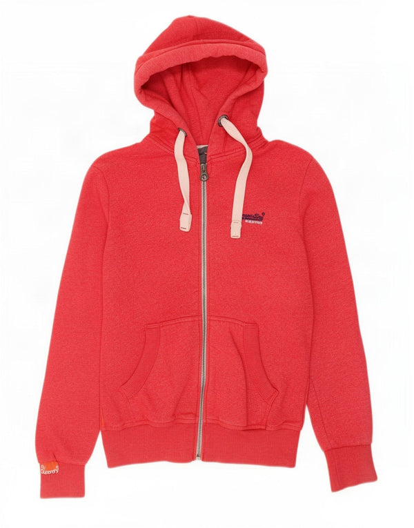Męski sweter z kapturem i zamkiem Superdry, średnioczerwony, bawełniany