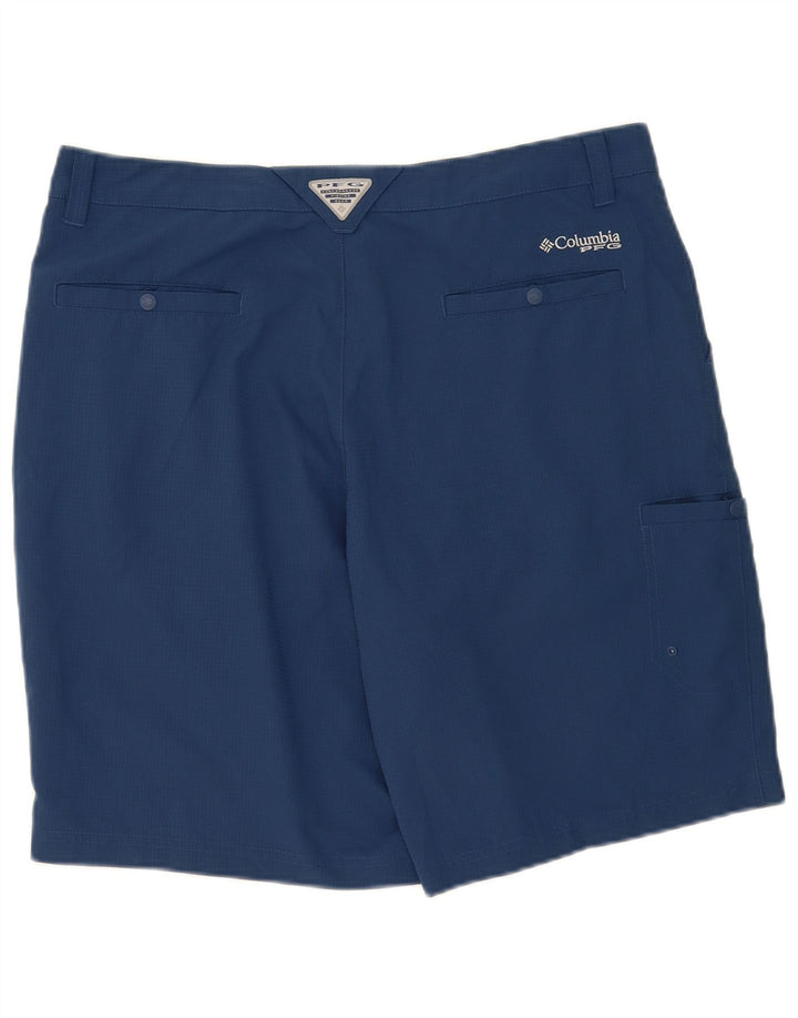 Męskie spodenki cargo Columbia W36, duże, granatowe, poliestrowe w kratę