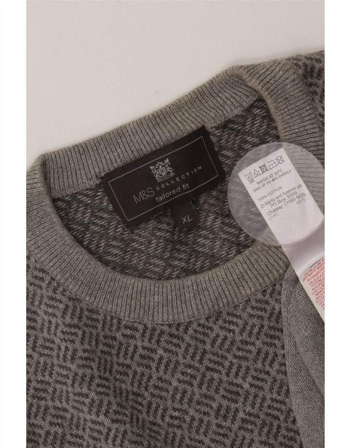Marks & Spencer Męski sweter o dopasowanym kroju z okrągłym dekoltem XL, szary
