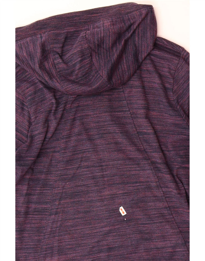 NIKE Womens Zip Hoodie Sweater UK 14 Medium Purple Striped Polyester
