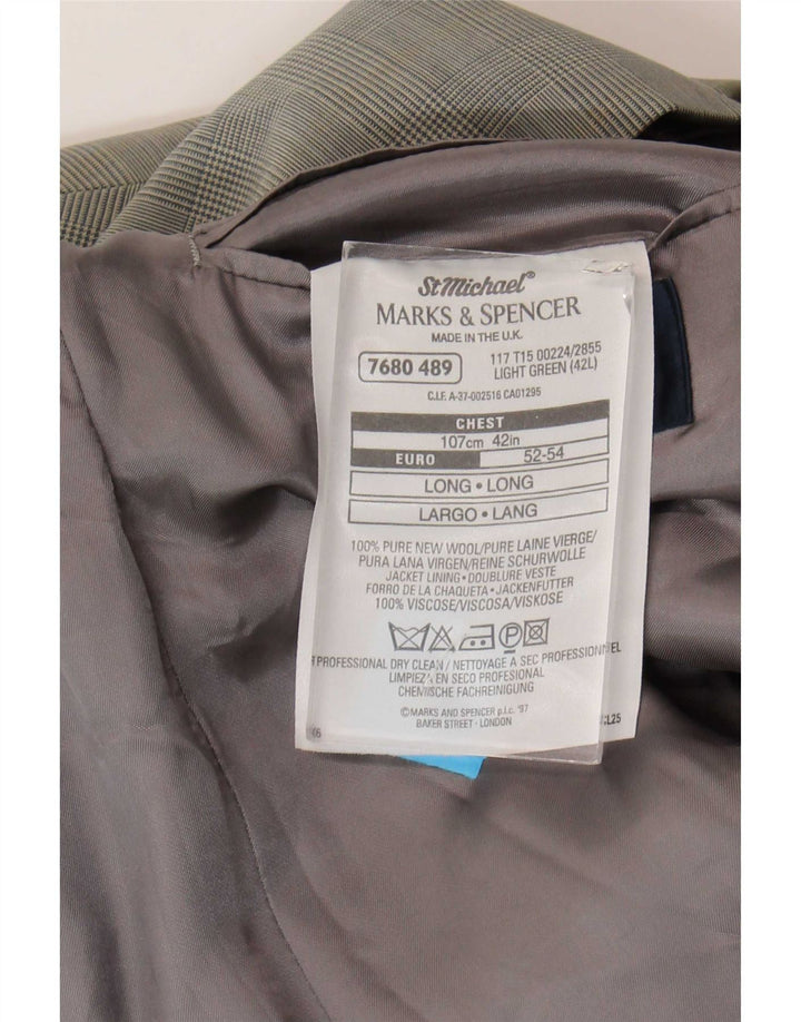 Marks & Spencer Męska marynarka zapinana na 2 guziki UK 42, duża, zielona pepitka