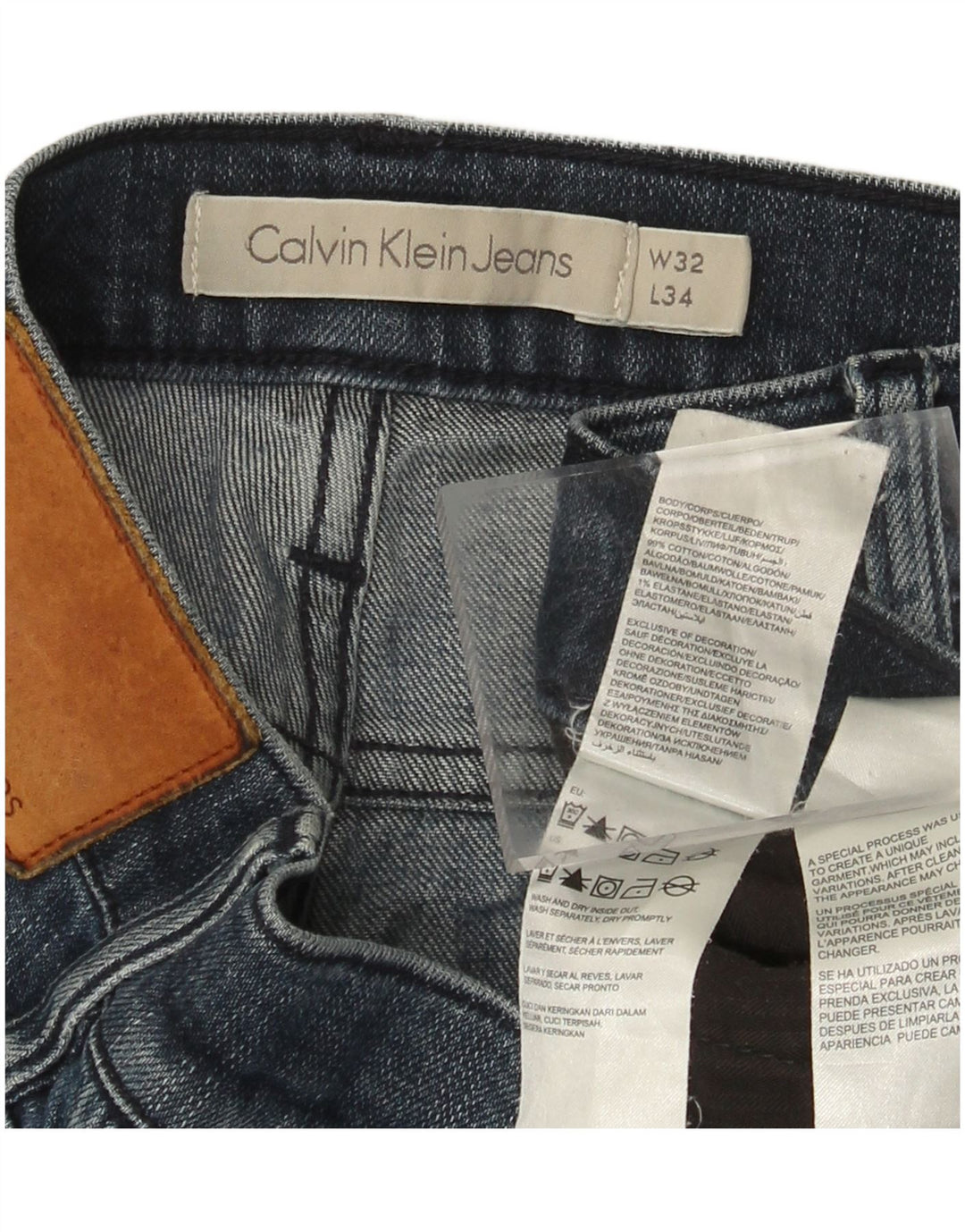 CALVIN KLEIN Męskie jeansy slim w trudnej sytuacji W32 L34 Niebieskie, bawełniane