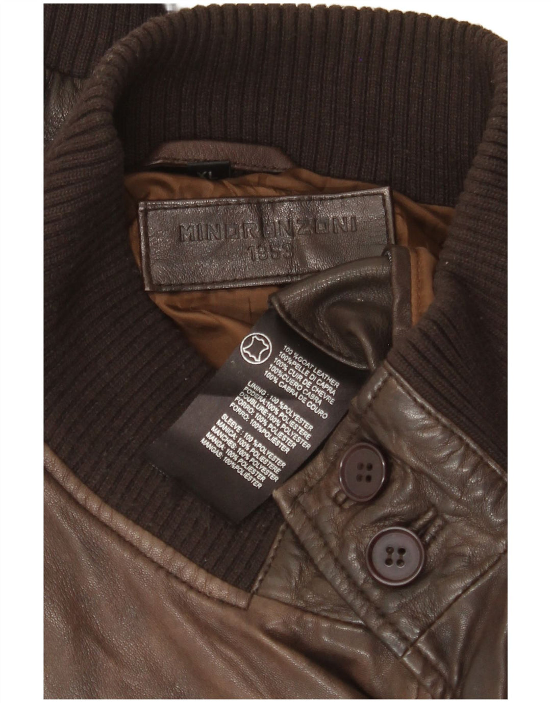 Minoronzoni 1953 Męska skórzana kurtka UK 42 XL Brązowa skóra