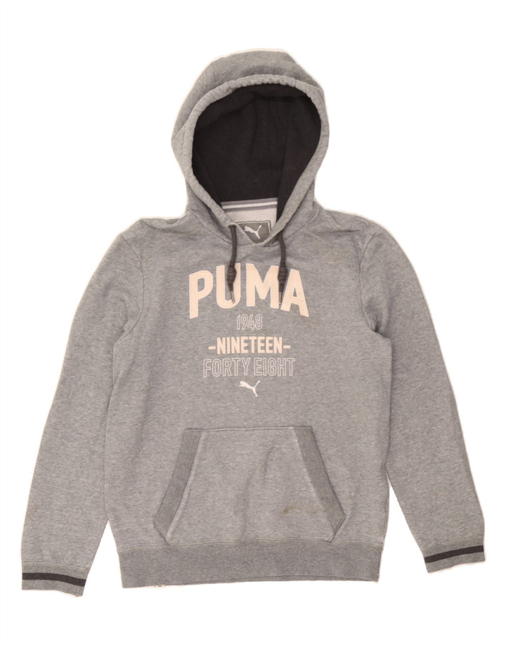 PUMA Mens Graphic Hoodie Jumper Small Grey Cotton Vintage Puma and Second-Hand Puma from Messina Hembry 