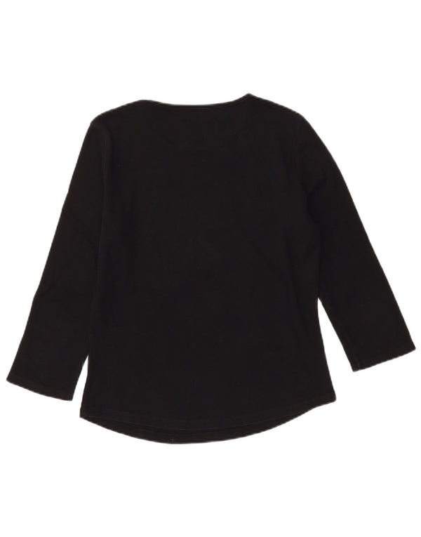 ARMANI JEANS Damski top graficzny z rękawem 3/4, UK 12, średni czarny, bawełniany