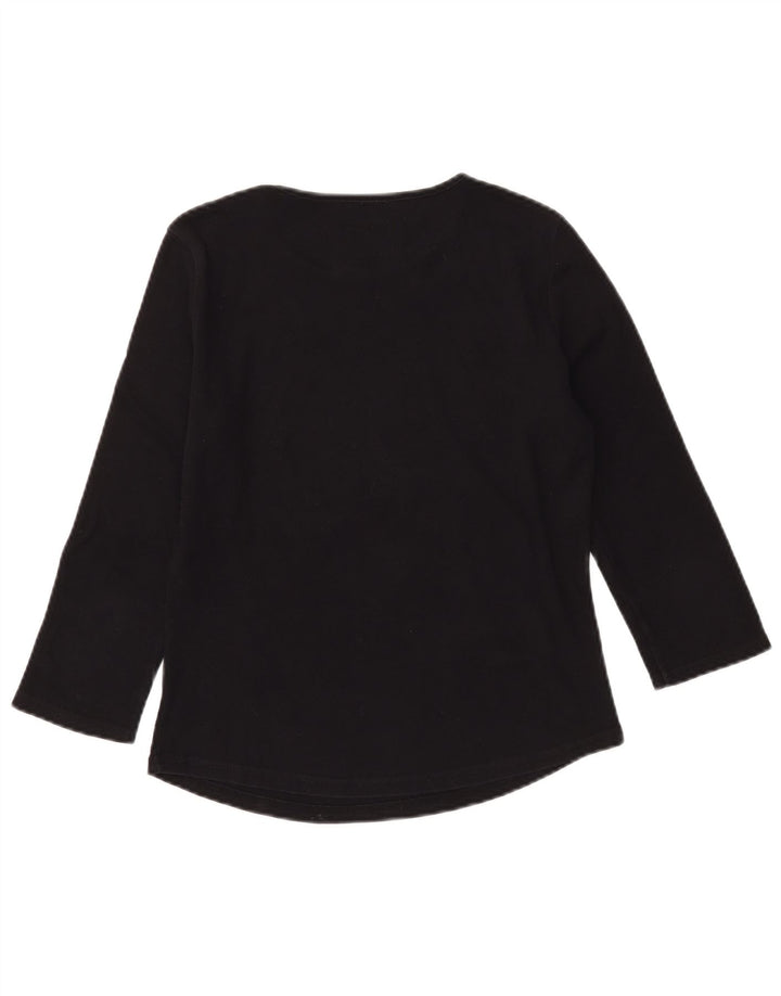ARMANI JEANS Damski top graficzny z rękawem 3/4, UK 12, średni czarny, bawełniany