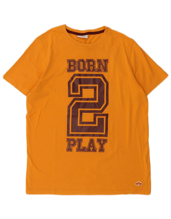 Męski T-shirt z grafiką Ellesse, mały, żółty, bawełniany