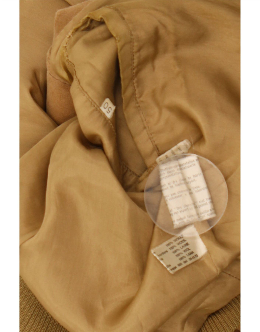 Vintage męska zamszowa kurtka bomber IT 50 duża beżowa skóra