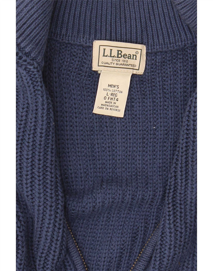L.L.Bean Męski sweter rozpinany na zamek, duży, granatowy, bawełniany