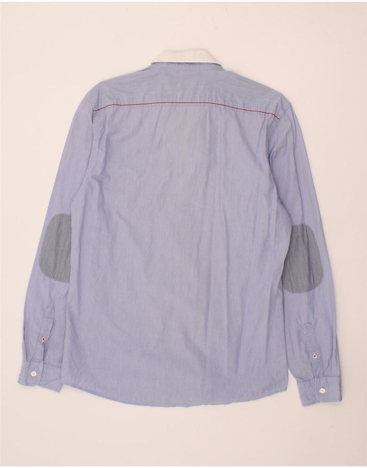 JULES Mens Fitted Shirt Large Blue Cotton Vintage Jules and Second-Hand Jules from Messina Hembry 