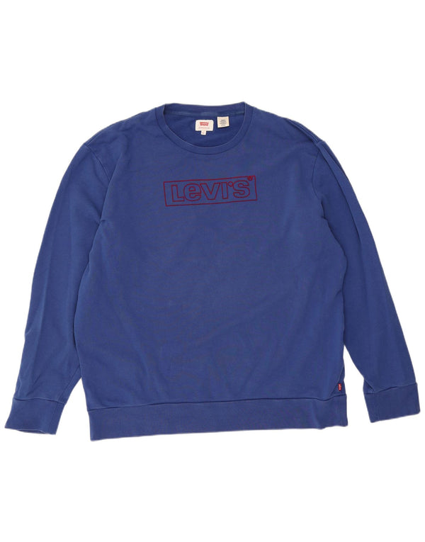 Męska bluza z grafiką Levi's, sweter XL, niebieska bawełna