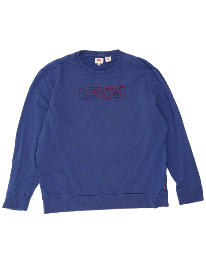 Męska bluza z grafiką Levi's, sweter XL, niebieska bawełna