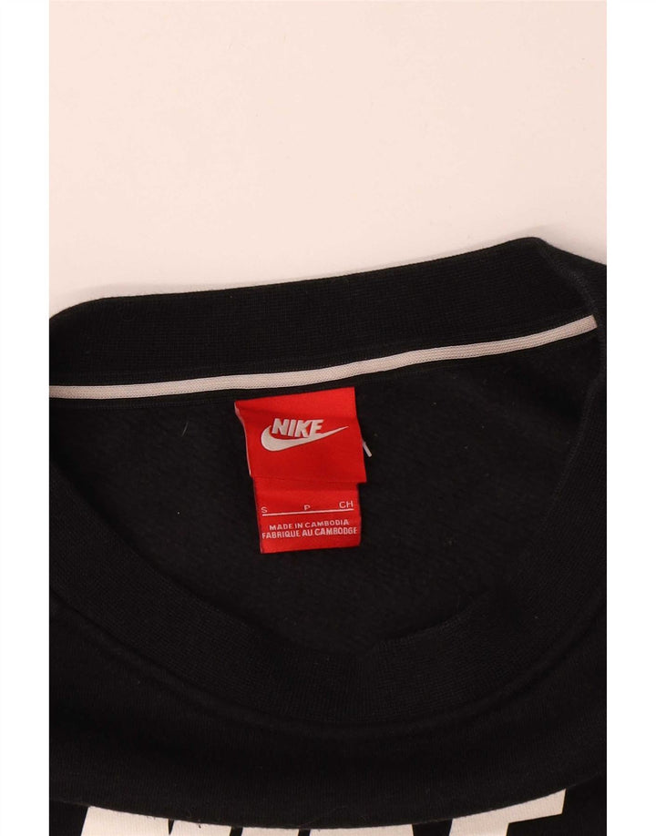 Damska bluza dresowa Nike z grafiką oversize, UK 10, mała, czarna, bawełniana