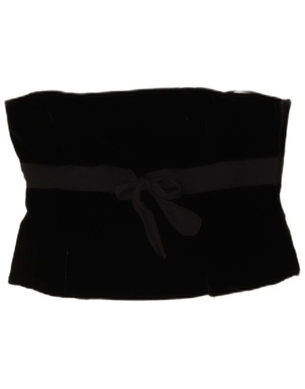 LAURA ASHLEY Damski aksamitny gorsetowy top UK 14 Średnia czarna wiskoza