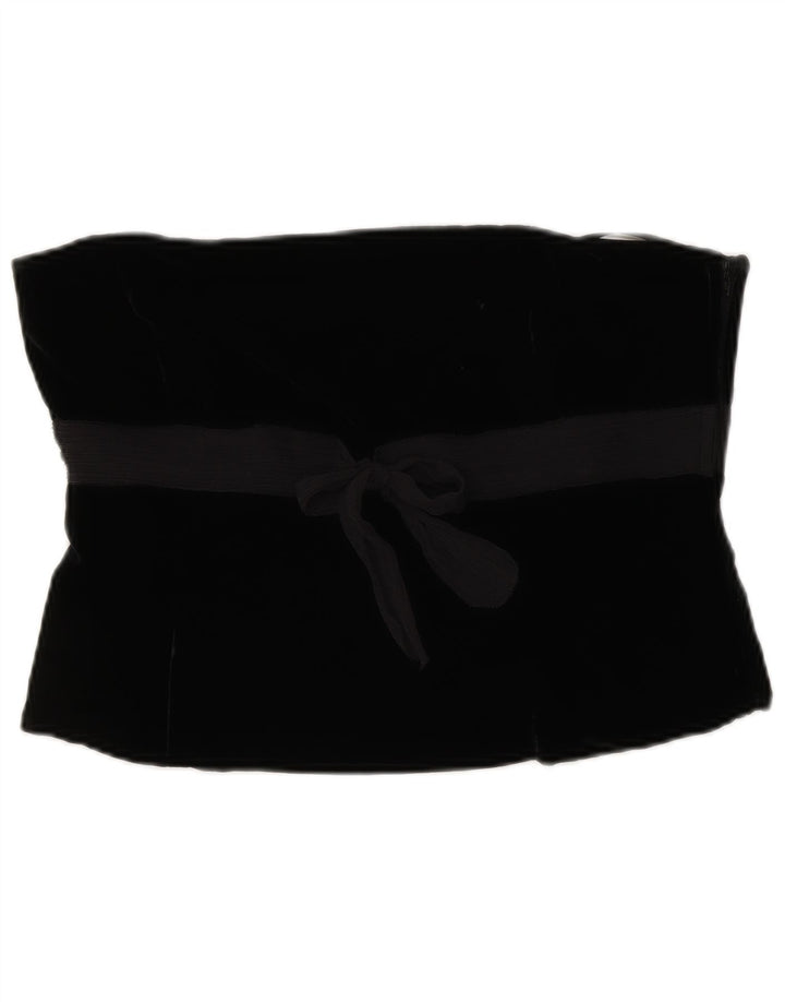 LAURA ASHLEY Damski aksamitny gorsetowy top UK 14 Średnia czarna wiskoza